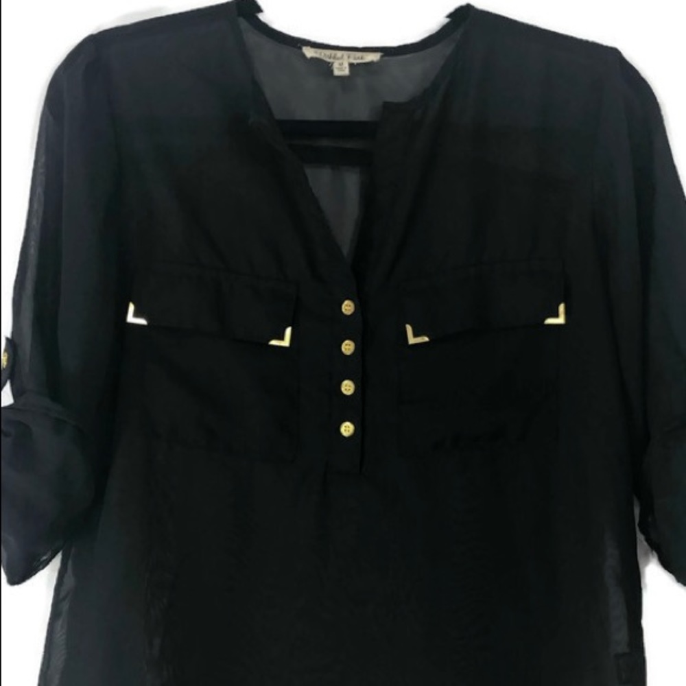 Wishful Park Sheer Black 3/4 Sleeve Tunic!